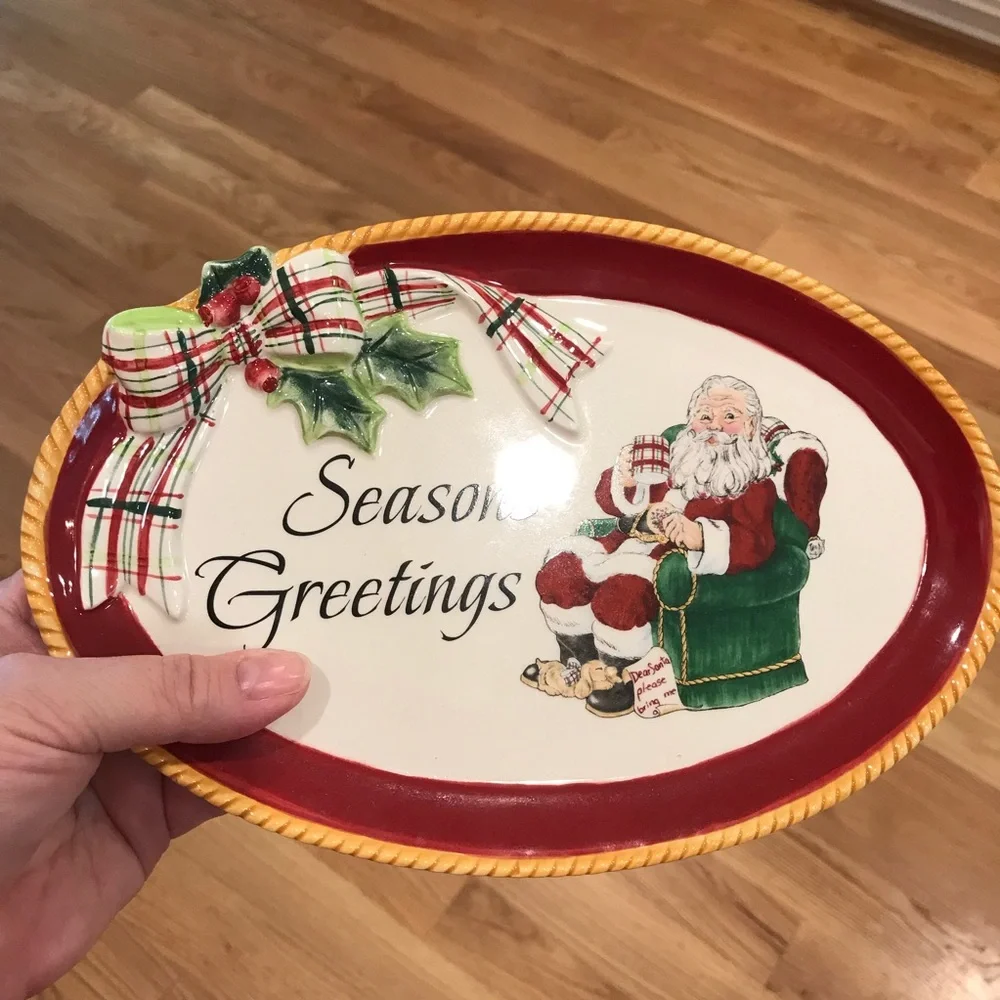 FITZ & FLOYD “Dear Santa” Sentiment Tray NIB
